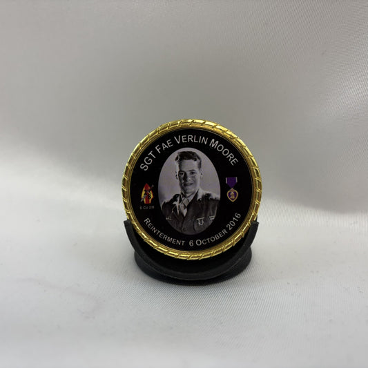 1 3/4" Full Color Challenge Coin with Gold Rope Edge