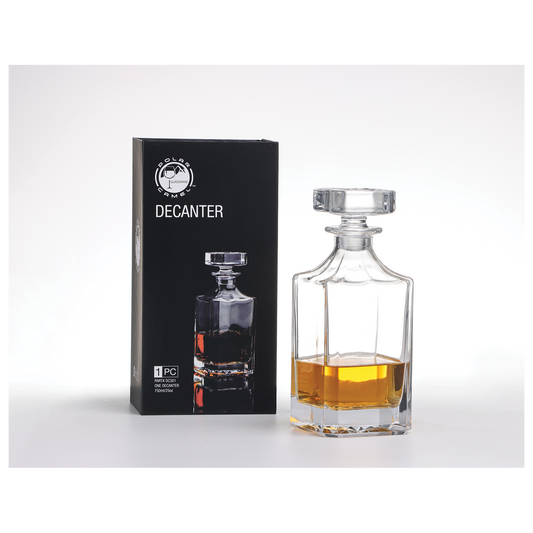 750 mL Square Glass Decanter in Black Gift Box with Printed Paper Sleeve