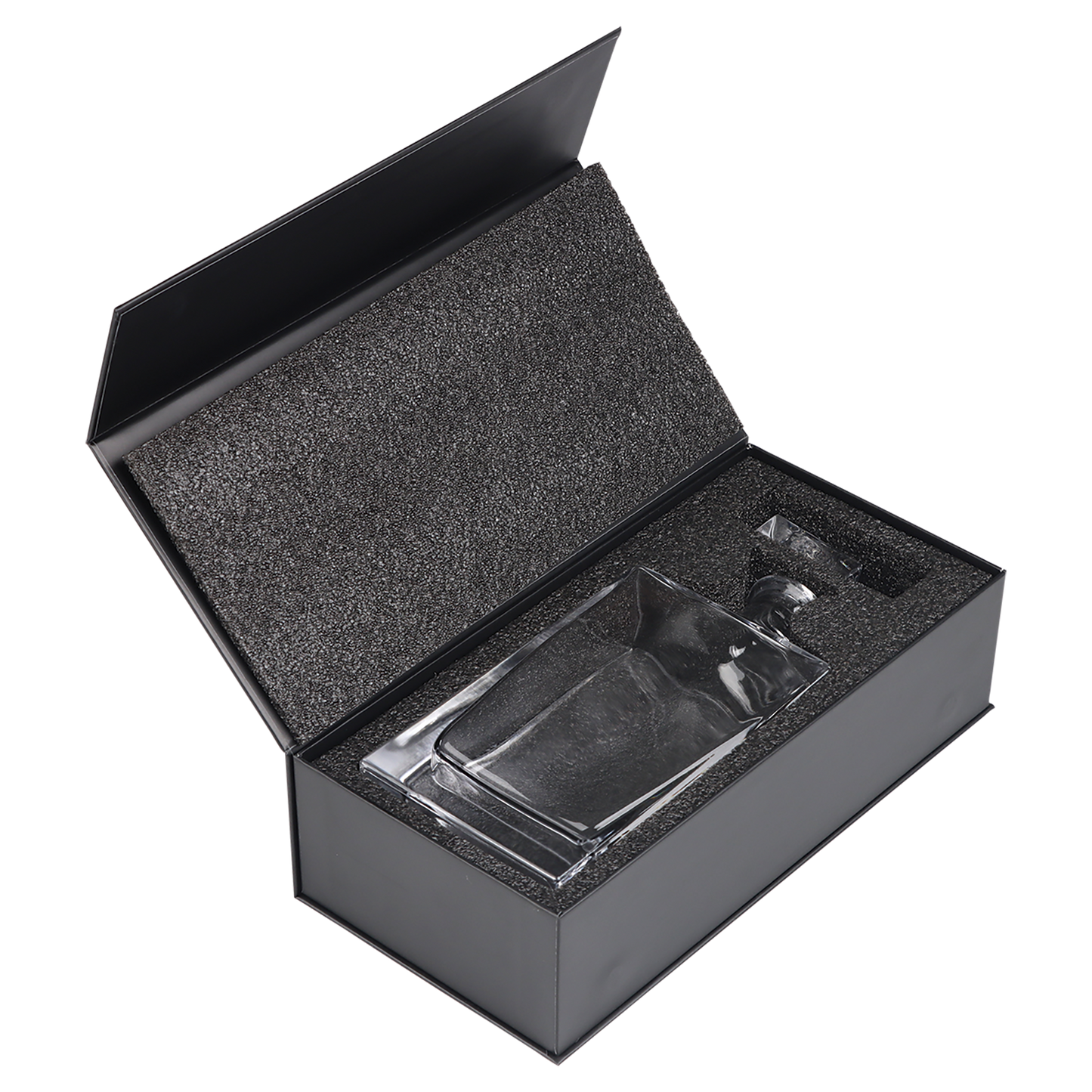 810 mL Rectangle Glass Decanter in Black Gift Box with Printed Paper Sleeve