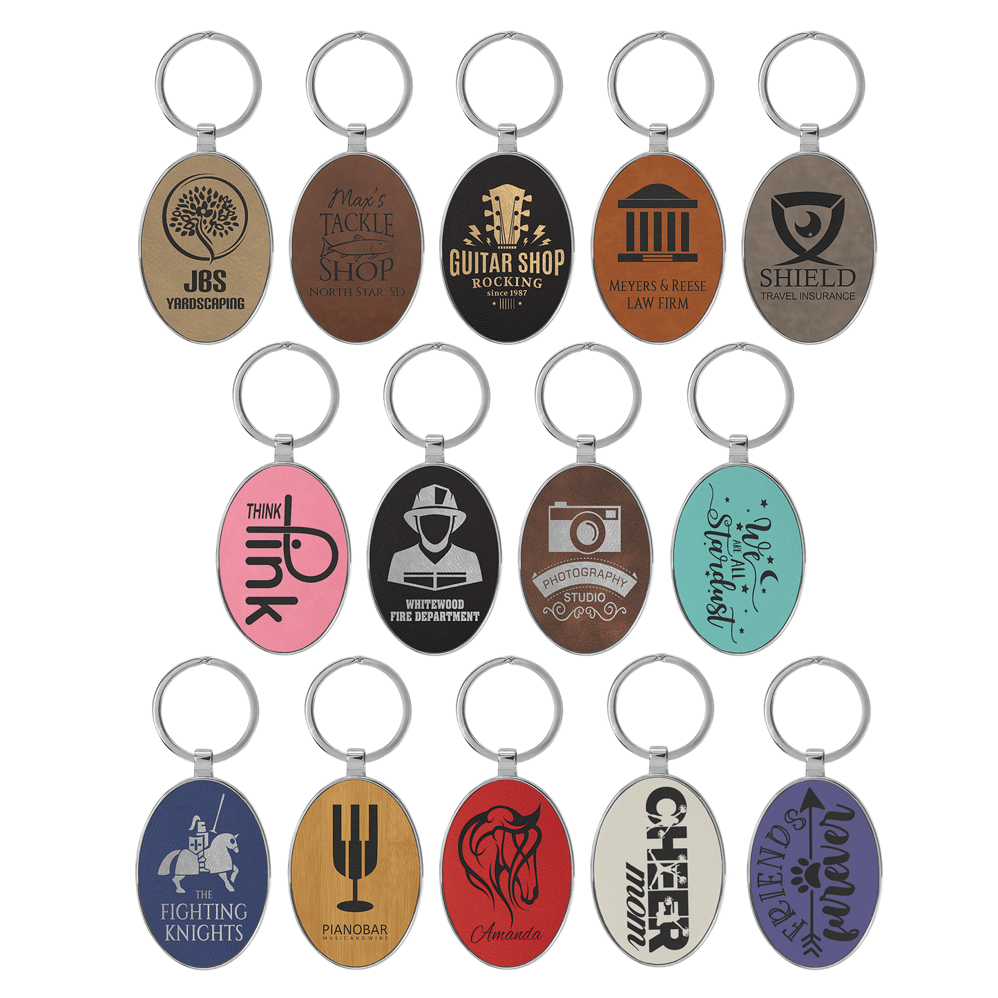 Laserable Leatherette/Metal Keychain
