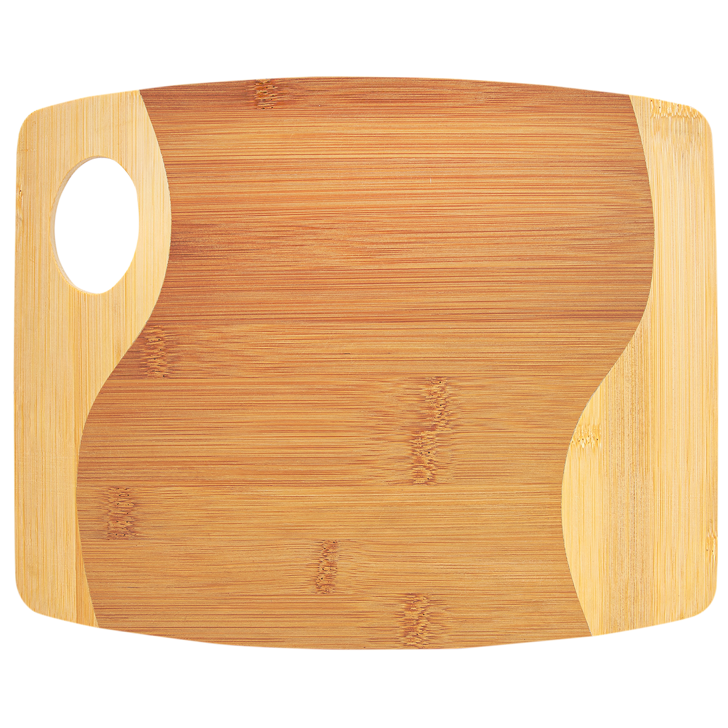 Bamboo Two Tone Cutting Board with Handle