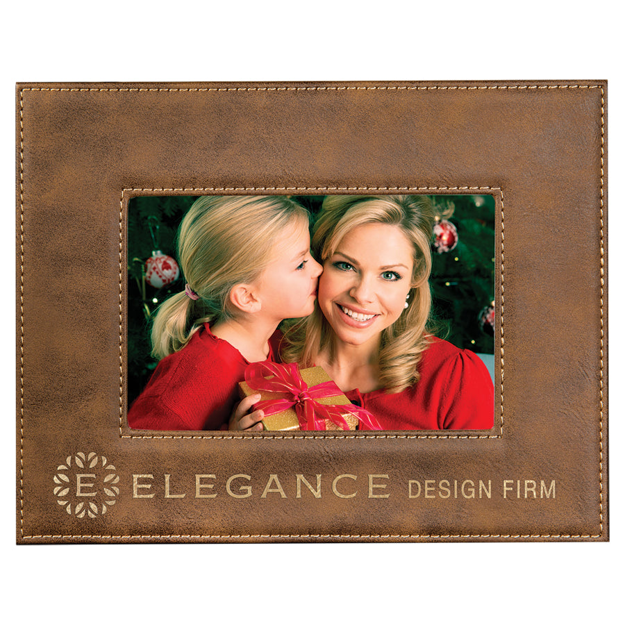 Rustic/Gold Laserable Leatherette Photo Frame