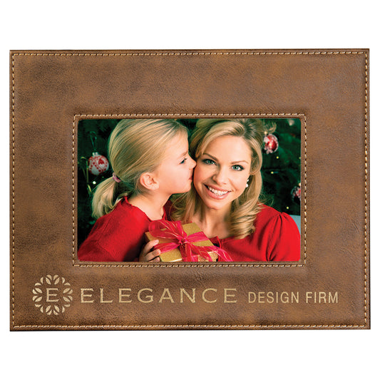 Rustic/Gold Laserable Leatherette Photo Frame