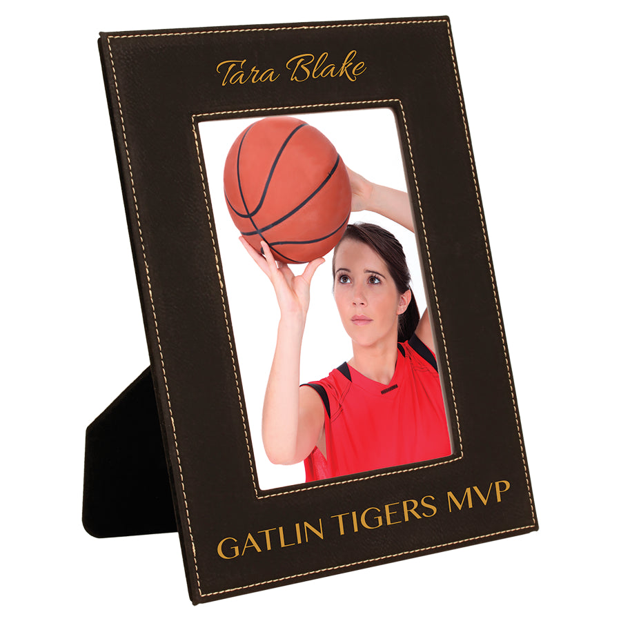 Black/Gold Laserable Leatherette Photo Frame