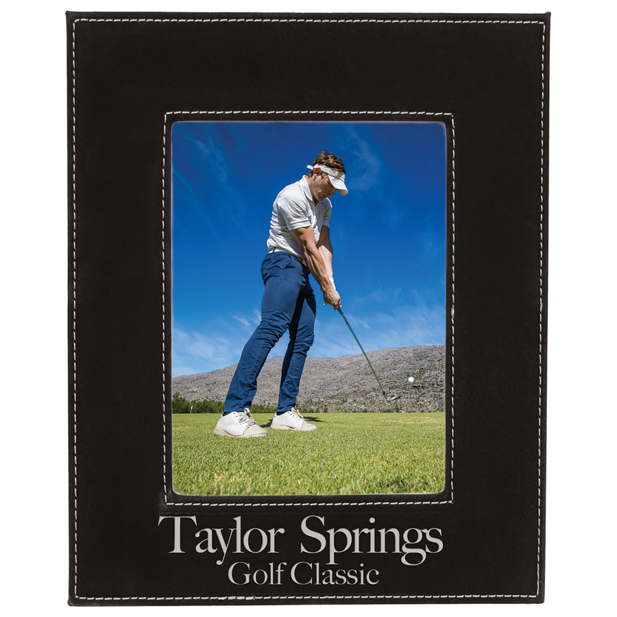 Black/Silver Laserable Leatherette Photo Frame