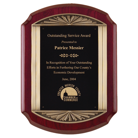 1" x 15" Piano Finish Plaque with Antique Bronze Finish Frame Casting with Black Engraving Plate