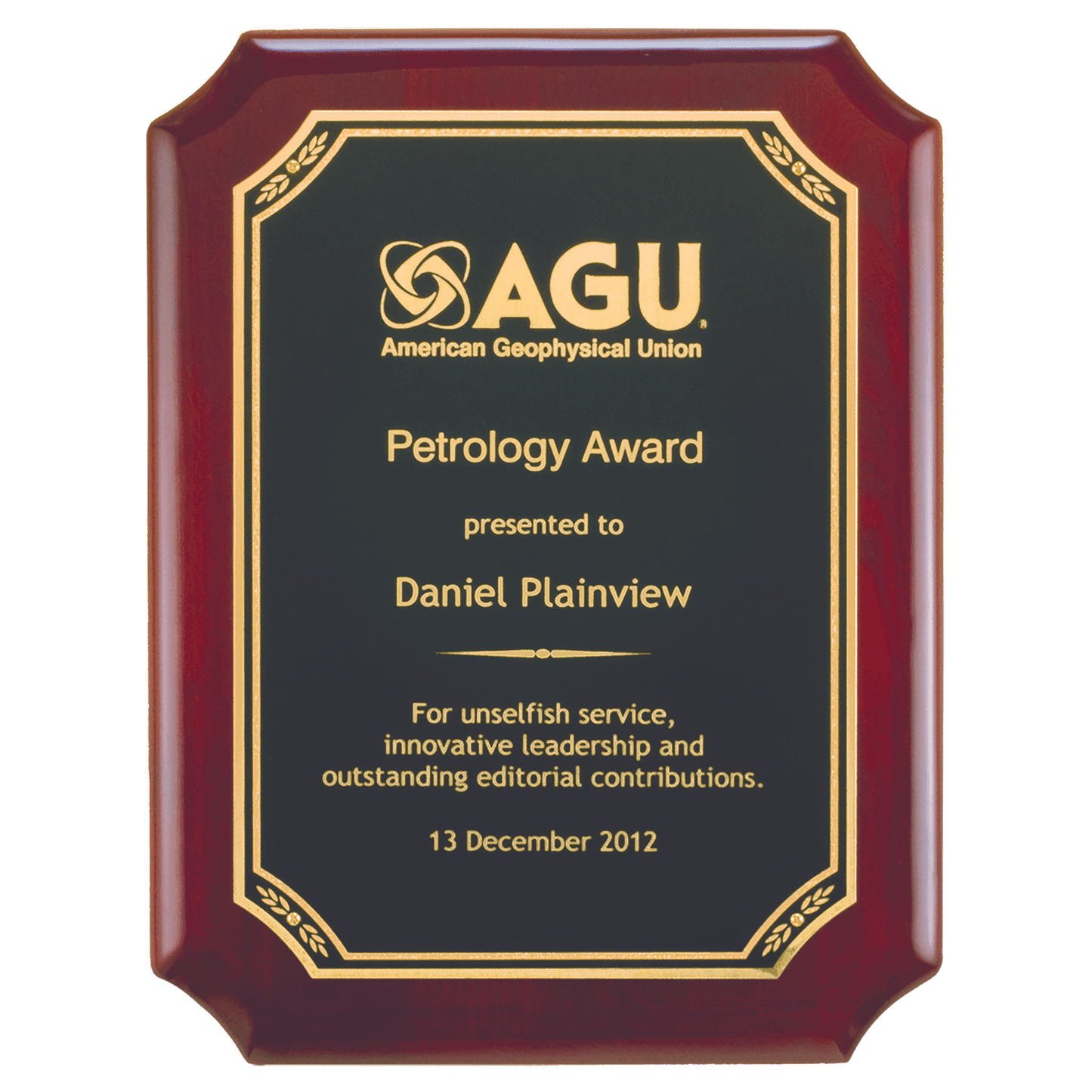 Airflyte Rosewood Piano Finish Plaque with Black/Gold Florentine Leaf Design