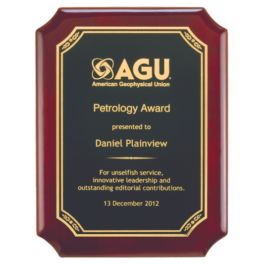 Airflyte Rosewood Piano Finish Plaque with Black/Gold Florentine Leaf Design