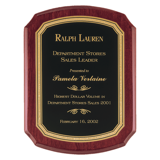 Airflyte Rosewood Piano Finish Plaque with Black/Gold Florentine Border