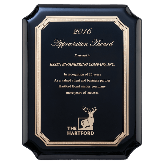 Black High Gloss Plaque with Black Gold Florentine Border