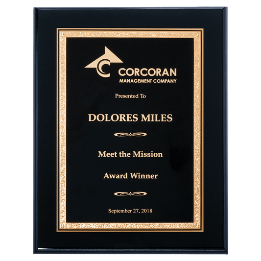 Airflyte Black High Gloss Plaque with Black/Gold Florentine Design