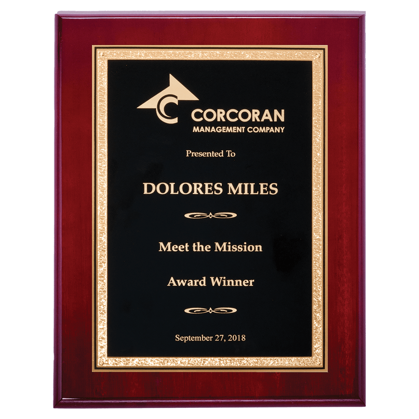 Airflyte Rosewood High Gloss Plaque with Black/Gold Florentine Design