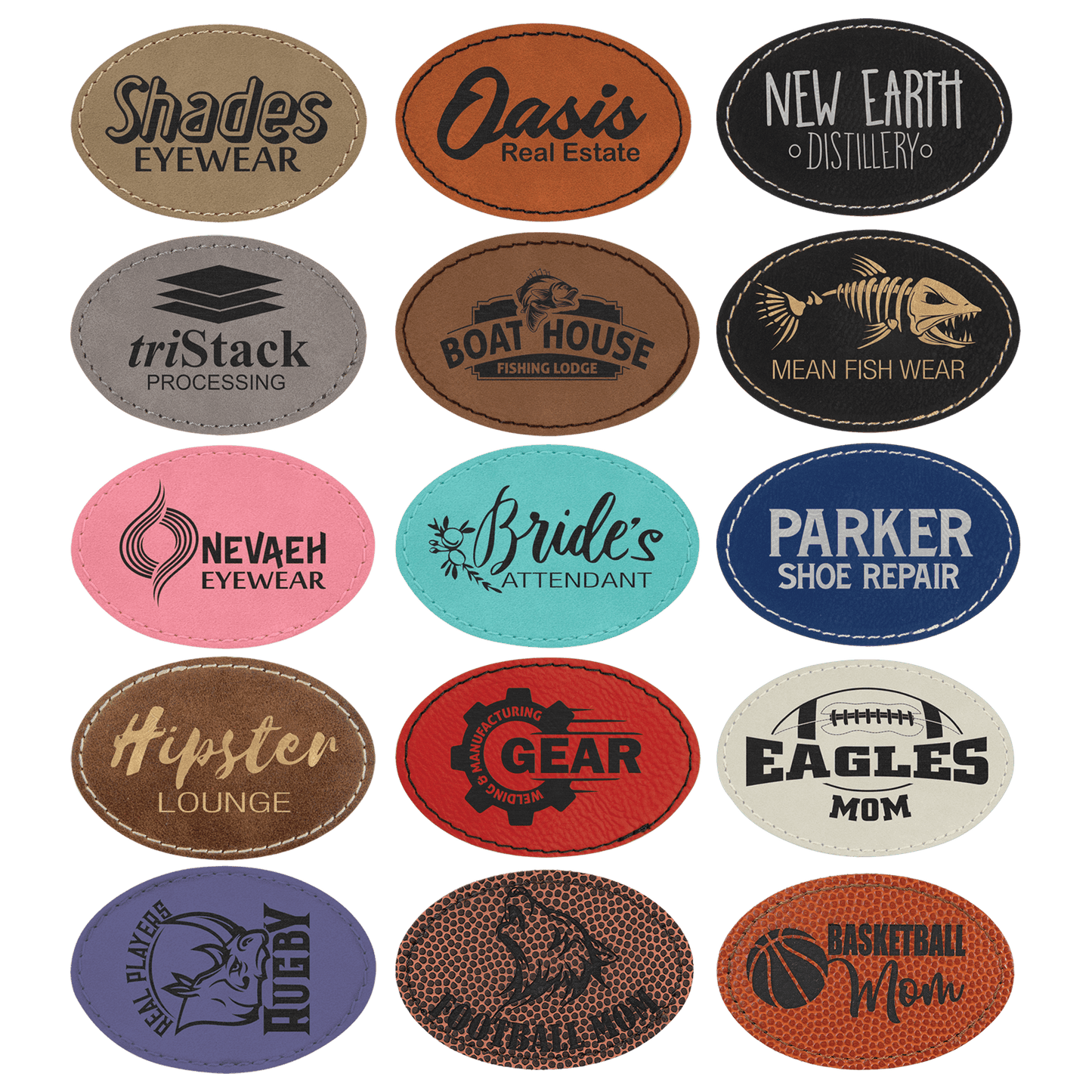 3 x 2" Oval Laserable Leatherette Patch with Adhesive