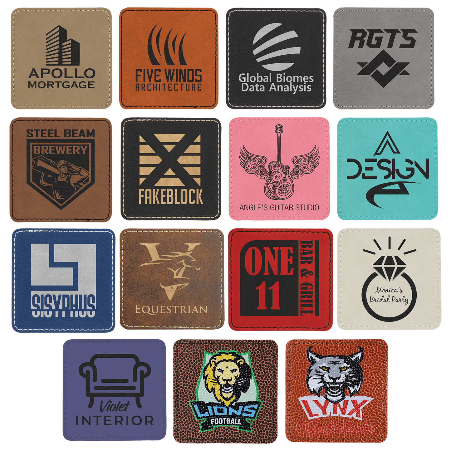 3 x 3" Square Laserable Leatherette Patch with Adhesive