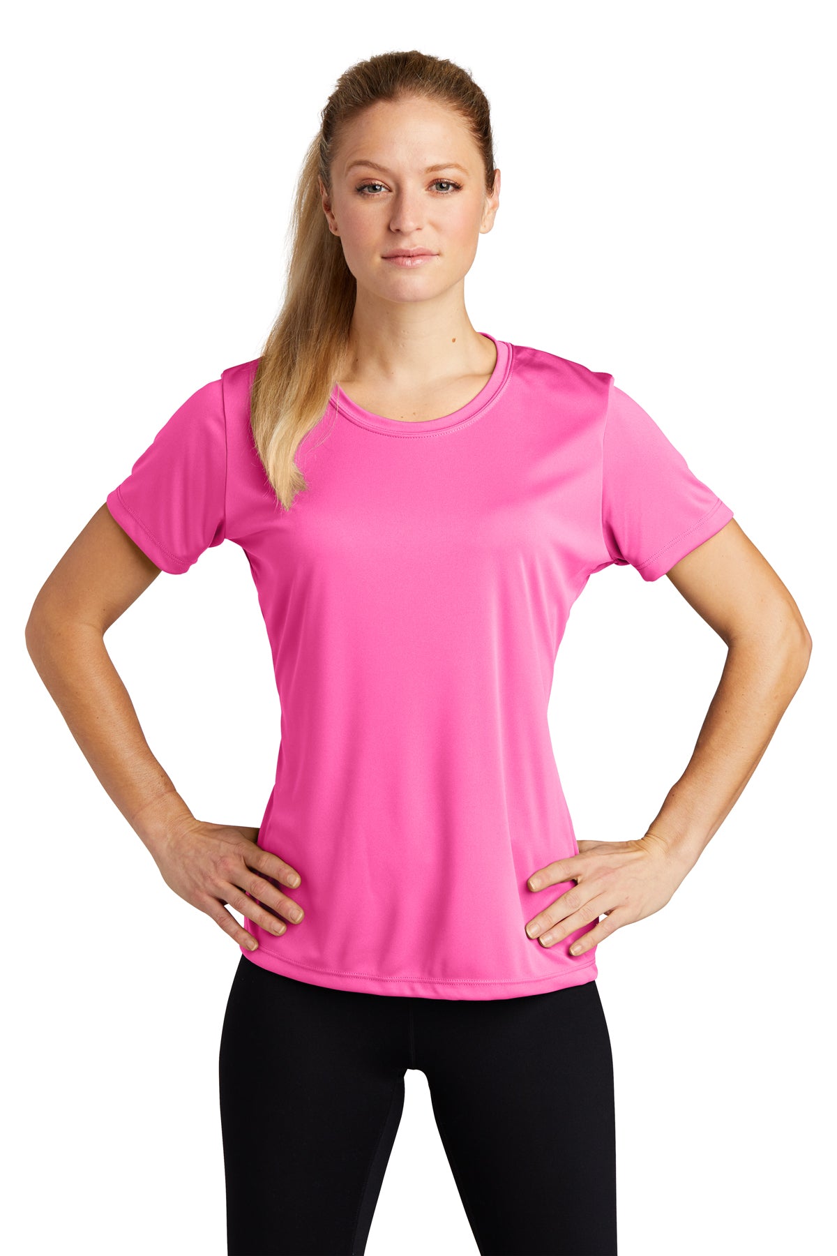 Neon Pink Sport Tek Ladies Performance Tee