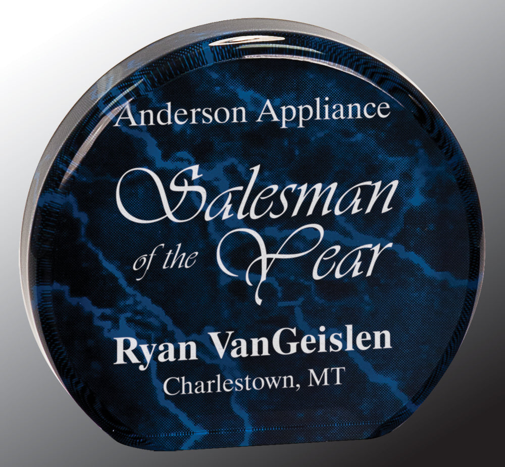 3 1/2" Blue Marble Acrylic Circle