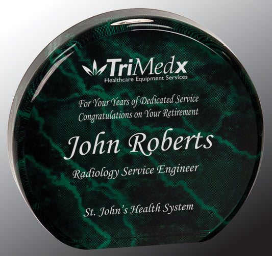 3 1/2" Green Marble Acrylic Circle