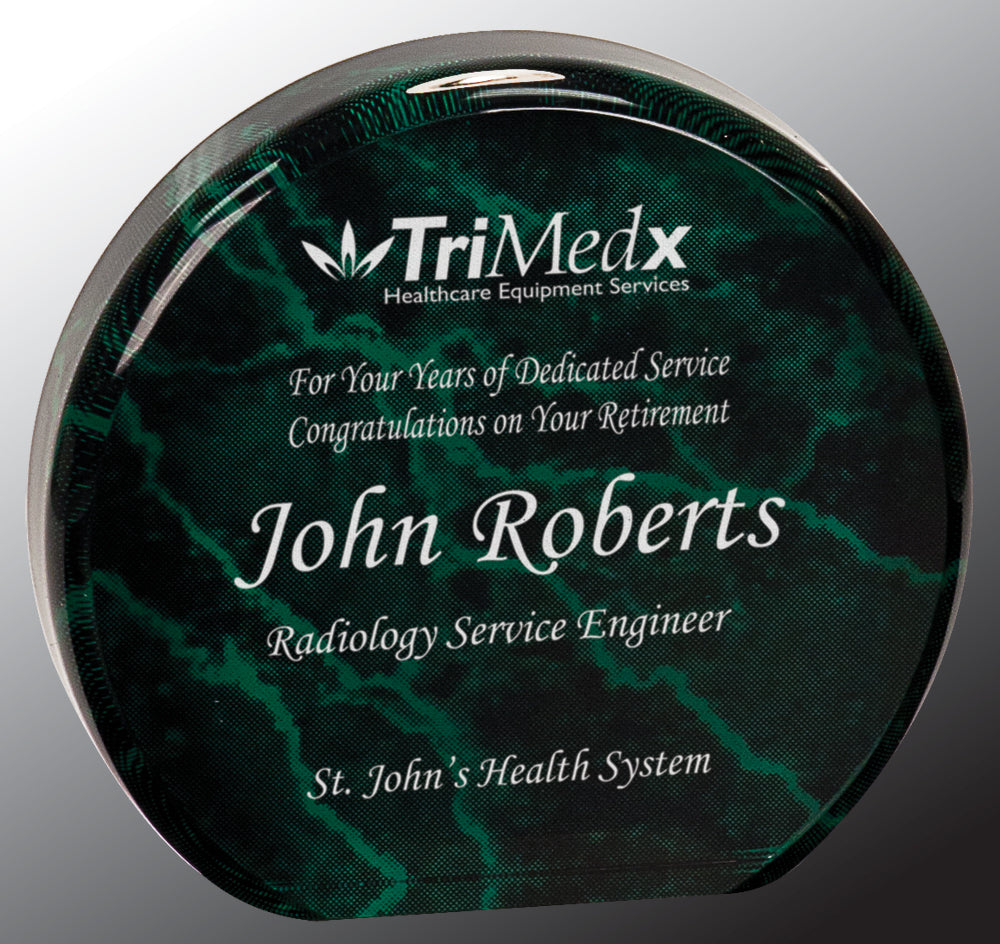 3 1/2" Green Marble Acrylic Circle