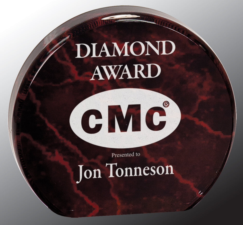 3 1/2" Red Marble Acrylic Circle