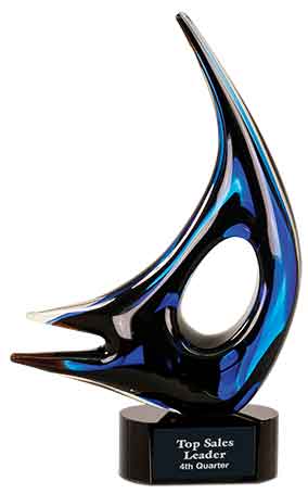 14 1/4" Blue Sail Art Glass