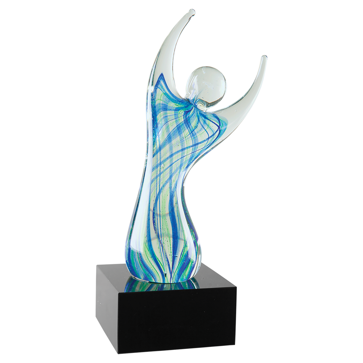 9" Raised Arms Art Glass with Square Black Base