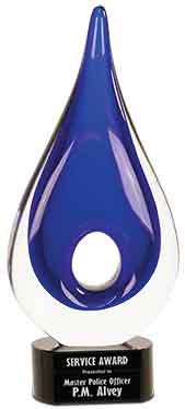 11 1/4" Blue Round Window Raindrop Art Glass