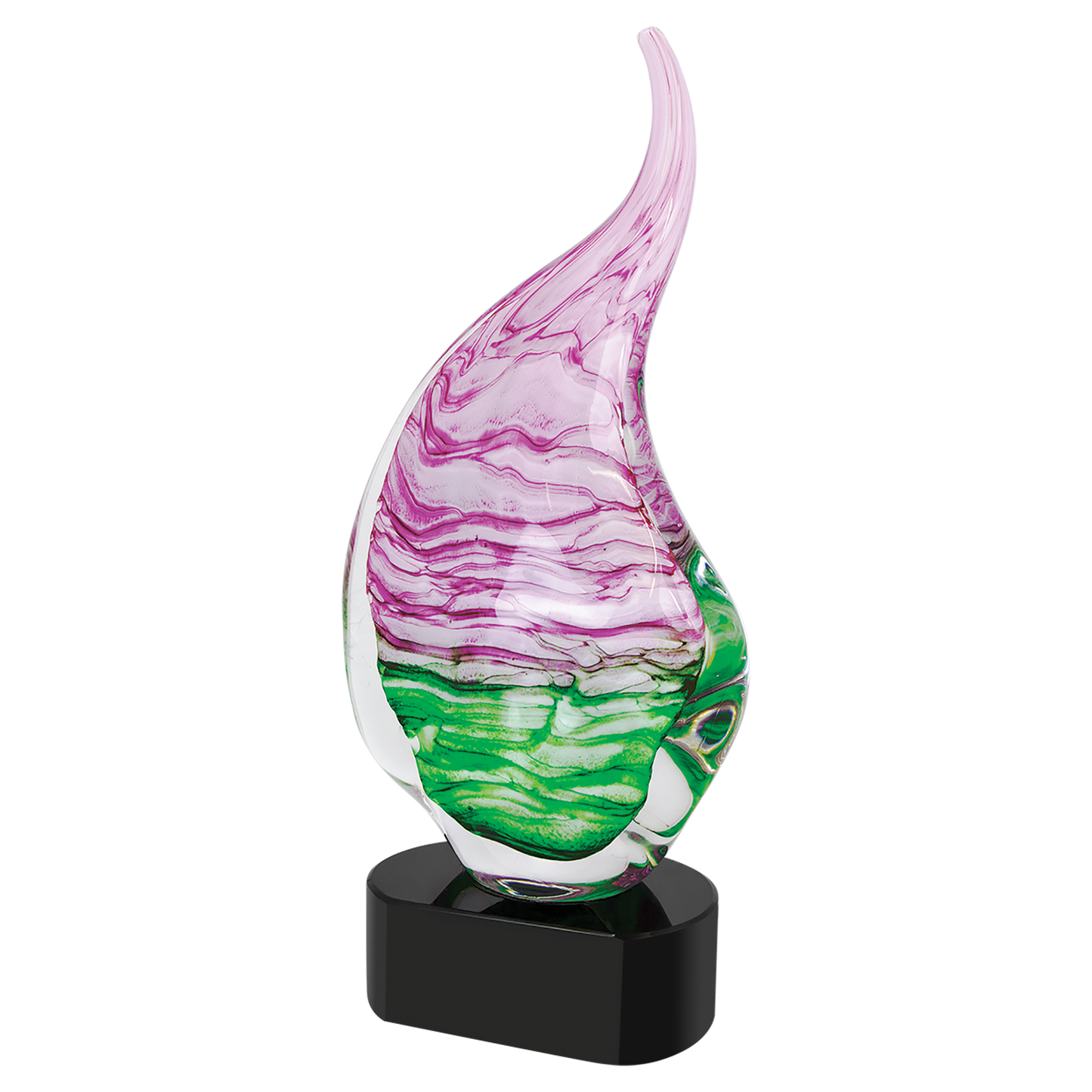 15 1/2" Pink/Green Art Glass