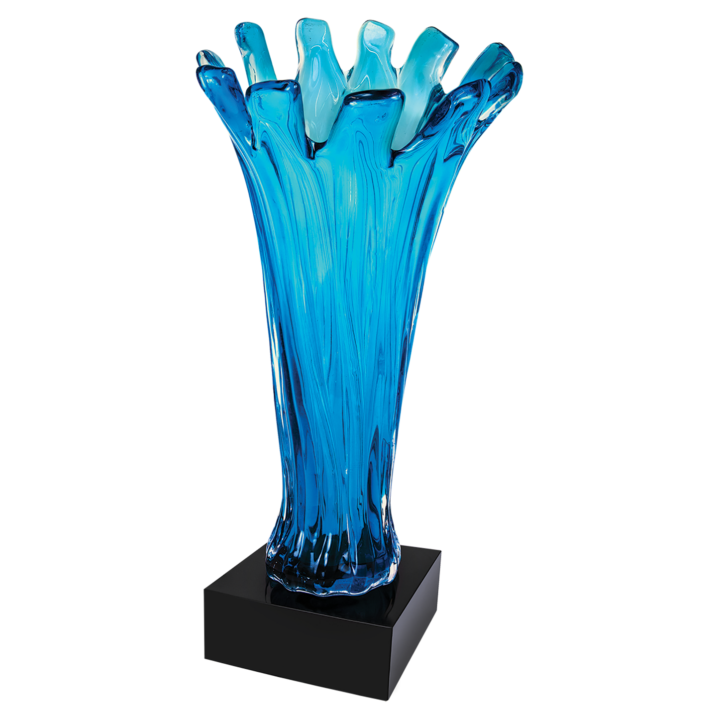 12 1/2" Blue Cup Art Glass