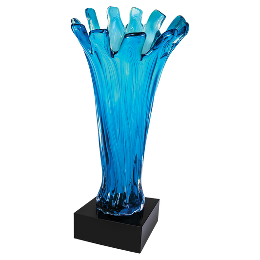 12 1/2" Blue Cup Art Glass 
