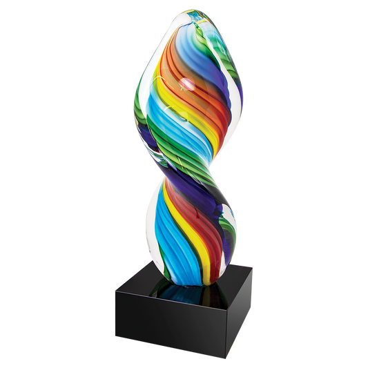 10 1/2" Rainbow Twist Art Glass