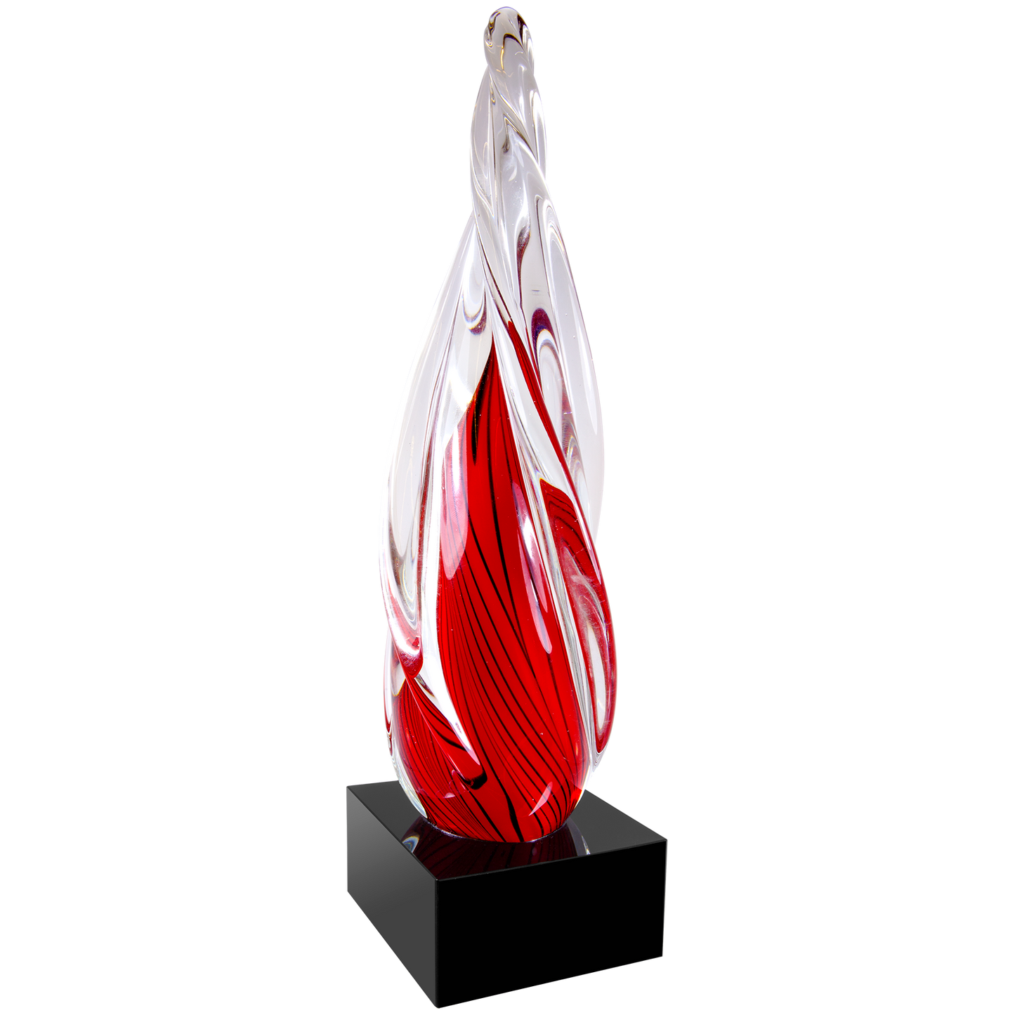 12" Red Twisted Spire with Black Base