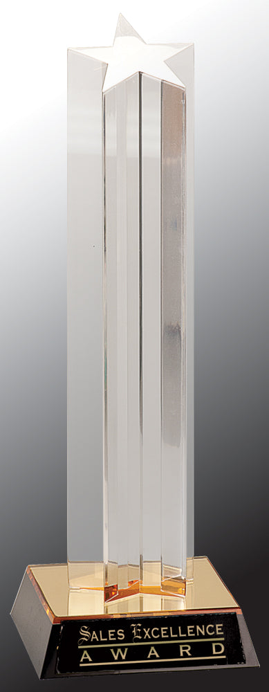 Clear Single Star Column Acrylic with Gold/Black Base