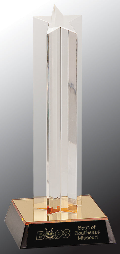 Clear Single Star Column Acrylic with Gold/Black Base