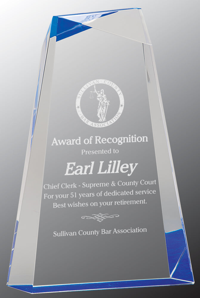 Blue Facet Wedge Acrylic