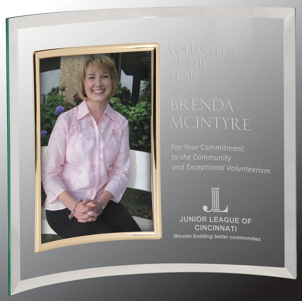 Jade Glass Crescent with 3 1/2" x 5" Picture Frame