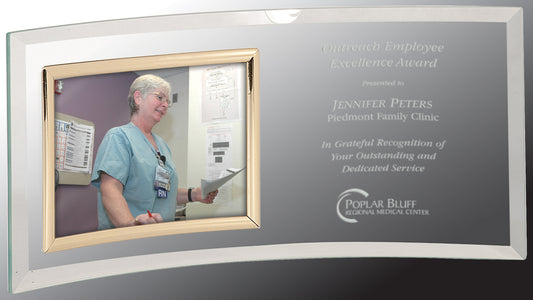 Jade Glass Crescent with 5" x 3 1/2" Picture Frame