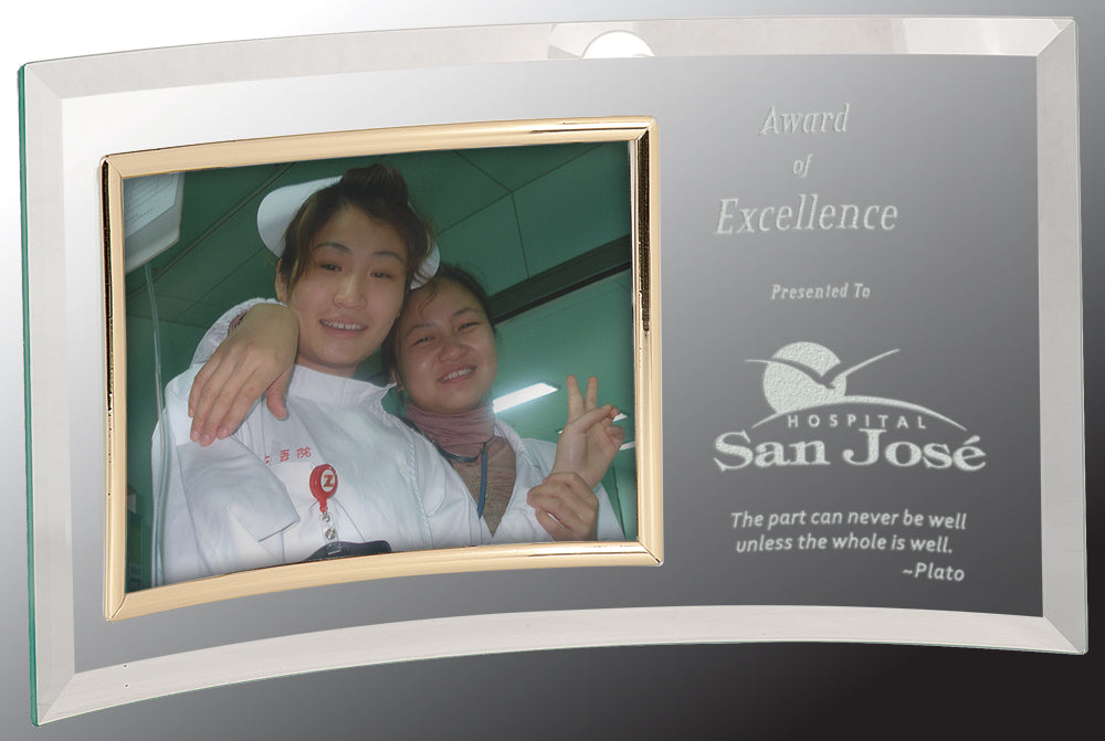 Jade Glass Crescent with 5" x 3 1/2" Picture Frame