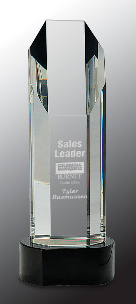 Octagon Slant-Top Crystal on Black Pedestal Base