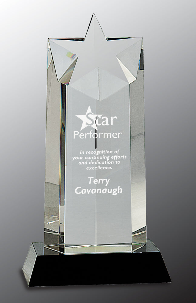 Crystal Star Column on Black Pedestal Base