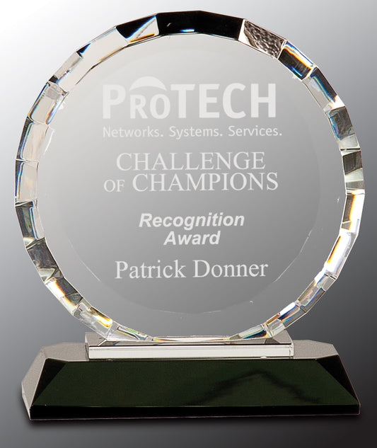 Clear Crystal Round with Rectangle Facets on Black Crystal Base