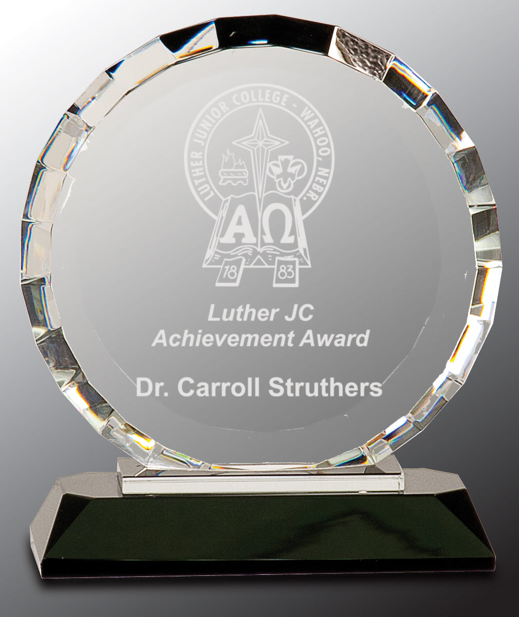 Clear Crystal Round with Rectangle Facets on Black Crystal Base