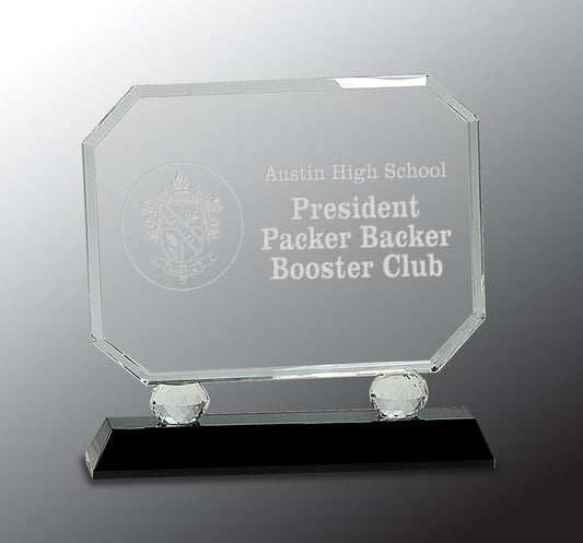 Rectangle Crystal on Black Pedestal Base