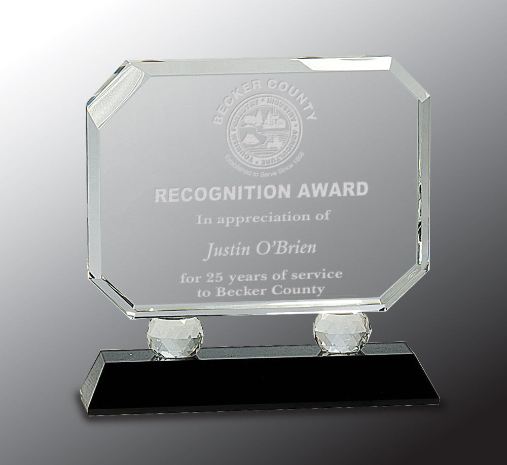 Rectangle Crystal on Black Pedestal Base