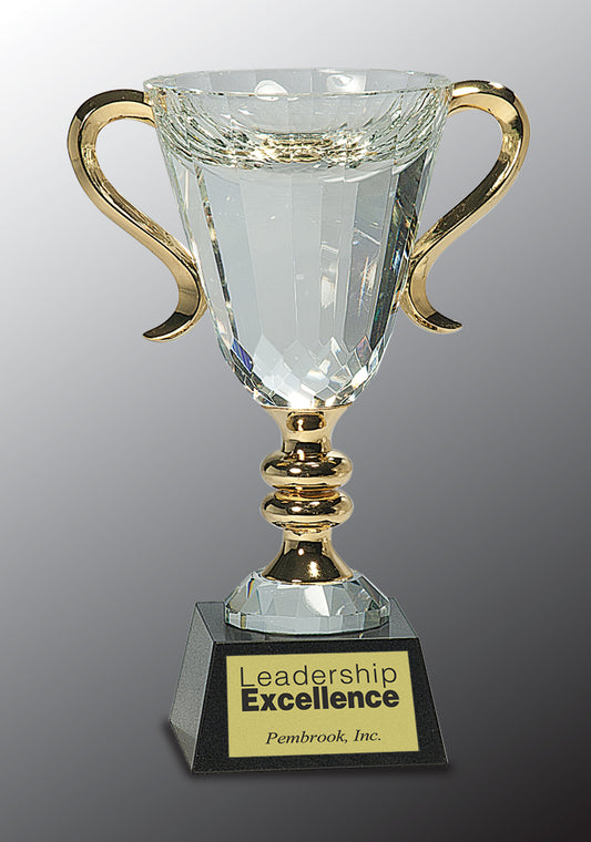 Crystal Cup with Gold Handles and Stem