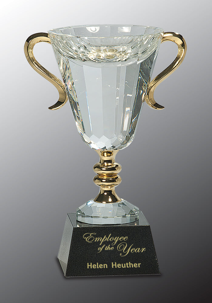 Crystal Cup with Gold Handles and Stem