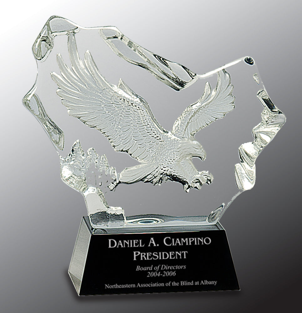 Crystal Carved Eagle on Black Base