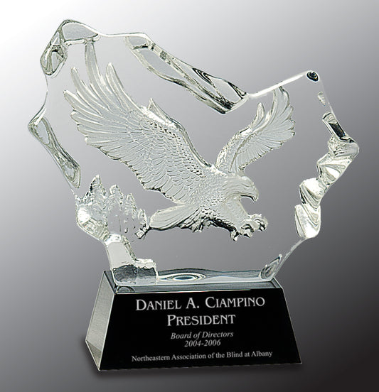 Crystal Carved Eagle on Black Base