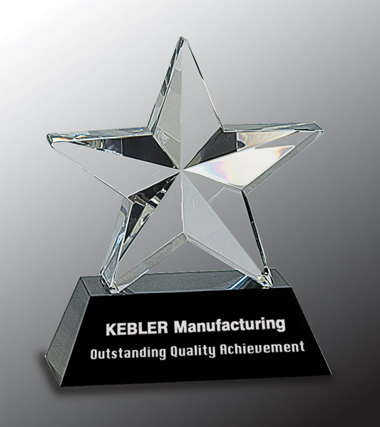 Crystal 3D Star on Black Base