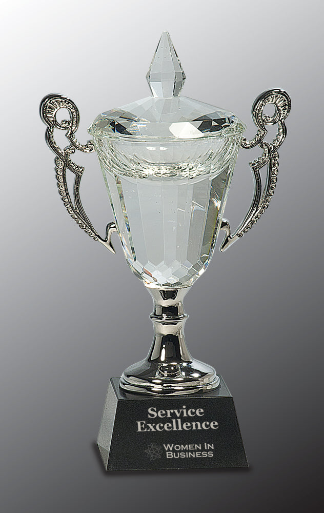Crystal Cup with Silver Handles and Stem