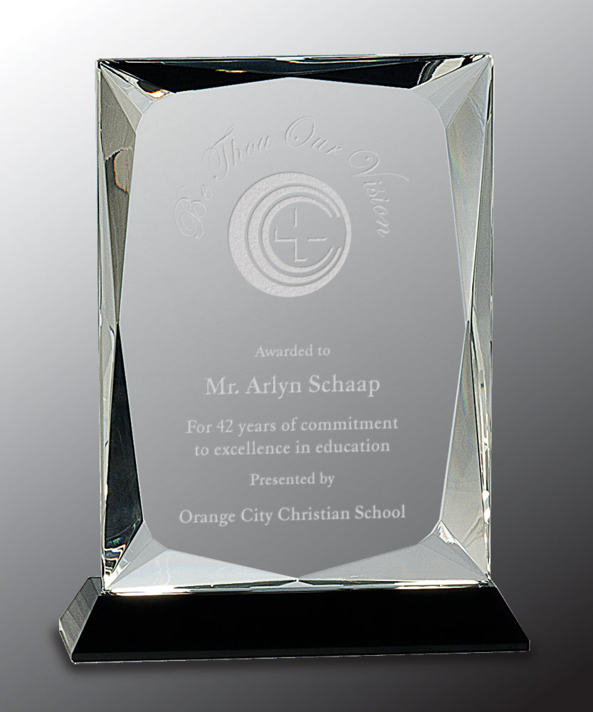 Clear Crystal Rectangle on Black Base